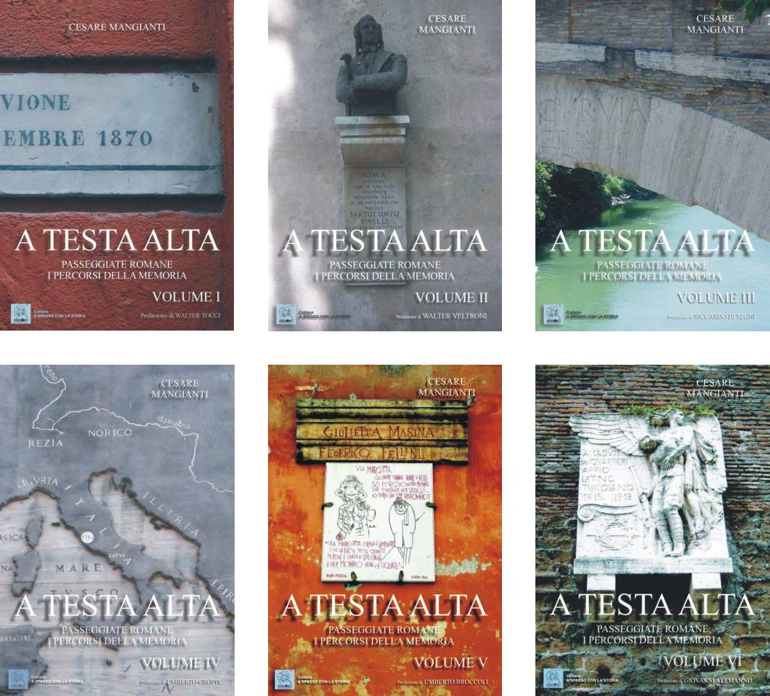 Copertine della serie completa di libri su Roma 'A testa alta' (la serie è costituita da 6 volumi)