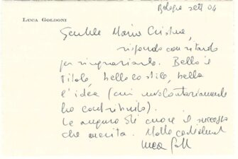 Lettera di Luca Goldoni indirizzata a Maria Cristina Martini